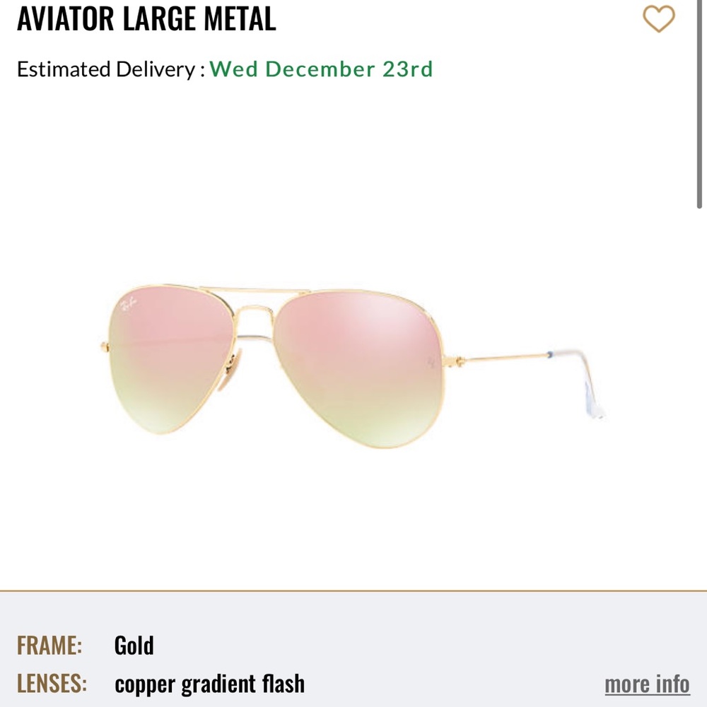 NWOT Ray Ban Aviator Large Metal Sunglasses